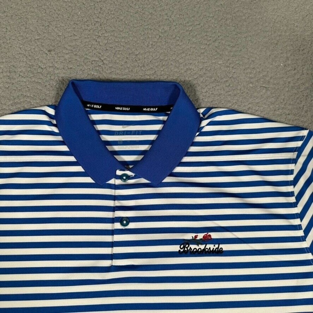Nike Shirt‎ Mens XL Blue Striped Golf Polo Performance Stretch Dri-Fit Casual - Picture 5 of 11